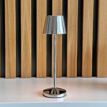 Lumisky EMILY - бездрожний настільний світильник LED, тепле біле світло, регулювання яскравості, 25 см (сріблястий)