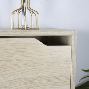 Стеллаж для взуття BAKAJI з МДФ, 4 дверцята, розкладний тримач, вбудовані ручки, подвійна глибина, компактний розмір, Slim 63 x 24 x 150 см, економія місця, для дому, зелений та дуб