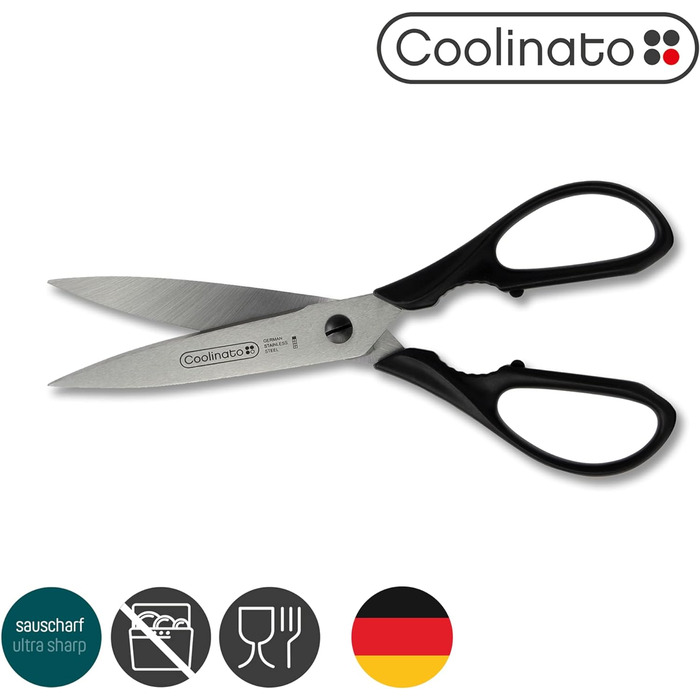 Кухонні ножиці Coolinato XL 23 см, нержавіюча сталь, дуже гострі, універсальні ножиці для паперу пластику зелені горіхів