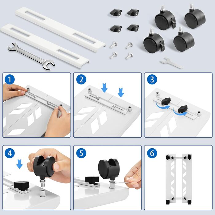 Підставка для ПК Tower, комп'ютерний стіл-візок, універсальна, з колесами, білий