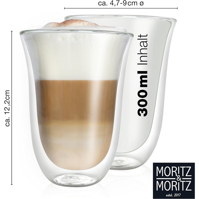 Набір чашок 300 мл Подвійна стінка Macchiato Latte Tumbler Moritz & Moritz з 4 предметів