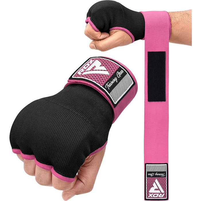 Внутрішні рукавички для боксу RDX гелеві S чорно-рожеві