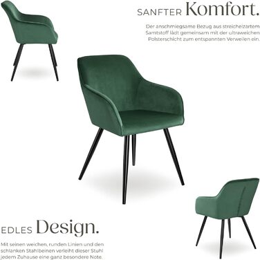 Тектайк® сучасне крісло для їдальні з підлокітниками, сидіння з велюру, крісло з підлокітниками, крісло для вітальні, оббитий офісний стіл, стілець для туалетного столика - коричневий/чорний (набір 6 шт., темно-зелений чорний)