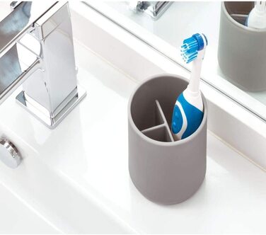 Набір для ванної кімнати iDesign Badezimmer Set (сірий): мильниця, тримач для зубних щіток, дозатор ватних дисків, піднос.