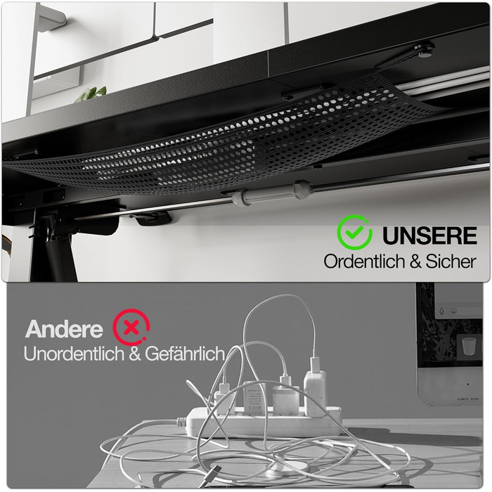 Електричний стіл з регулюванням висоти 120x60 см з функцією пам'яті, для офісу та дому. Комп'ютерний стіл, система кабельного менеджменту, гачки, білий колір. (Чорний, 140см)