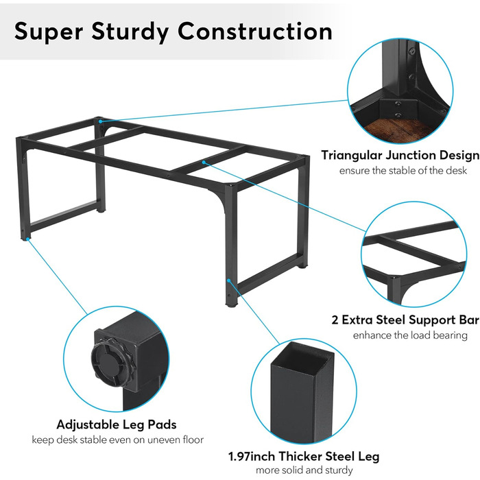 Стол Tribesigns 160 x 80 см: Комп'ютерний, офісний, для робочого кабінету, сучасний, вінтажний, коричнево-чорний