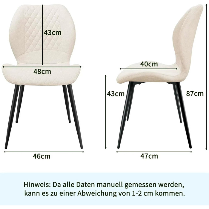 Набір обідніх стільців 6 шт., обідні стільці для кухні, вітальні, спальні, ресепшен, ергономічні, з м'яким сидінням, бежеві