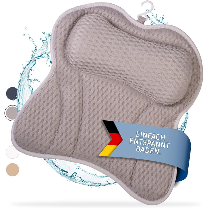 Преміум подушка для ванни з підголовником та підтримкою шиї | Ергономічна подушка для ванни з присосками | Синій (Сірий)