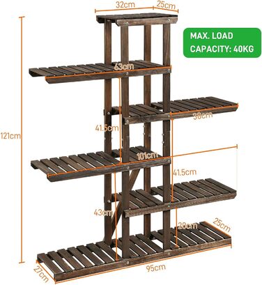Підставка для квітів Yaheetech, посилена, дерево, 6 полиць, стійка, стійка до погодних умов