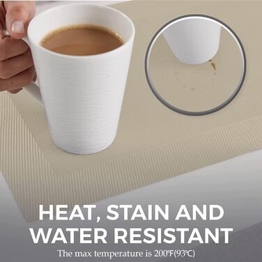 Набори серветок на стіл, 6 шт., сірі, PVC-вініл, миючі, термостійкі, для кухні та їдальні