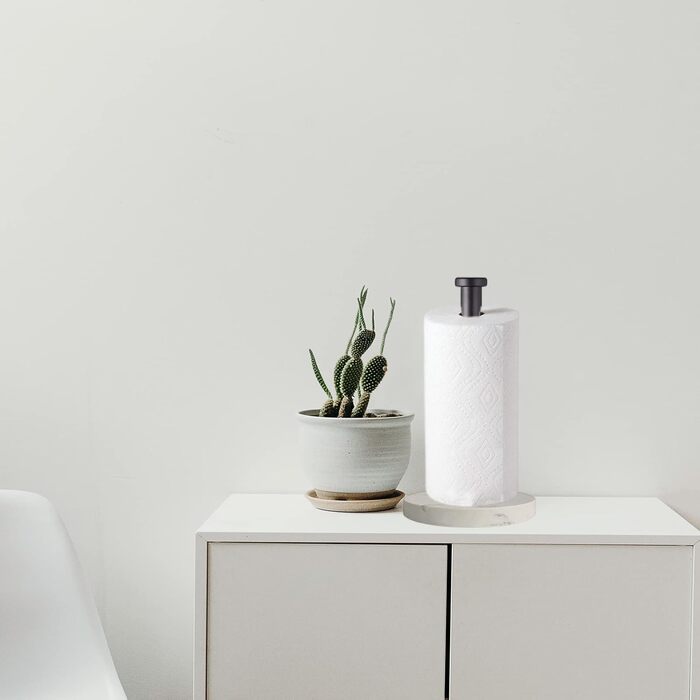 Тримач для паперових рушників на стільницю з мармуровою основою, вертикальний диспенсер для кухні та ванної кімнати, чорний