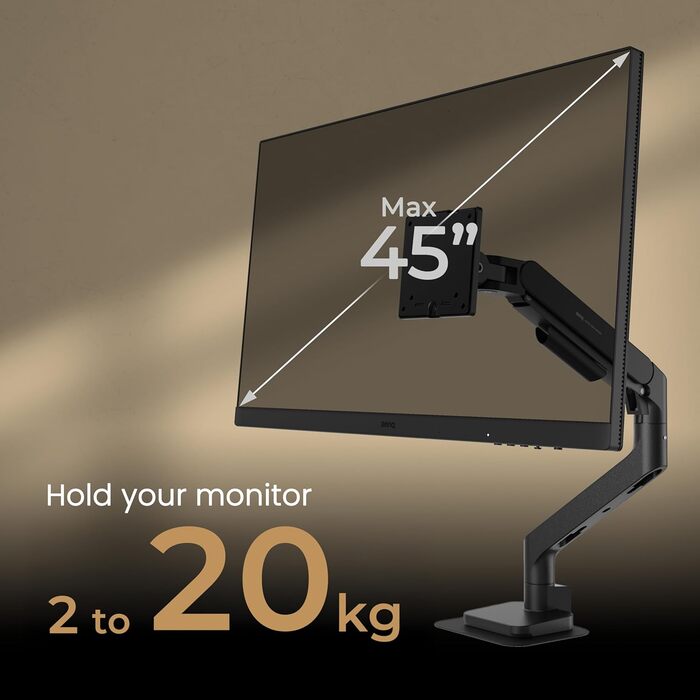 Кріплення для монітора BenQ BSH01 Ergo – чорний, газ-амортизатор, 45