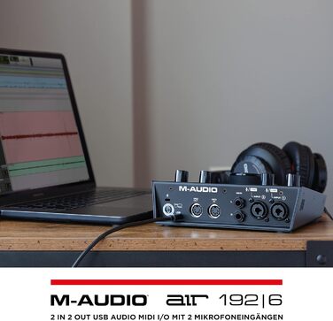 M-Audio Air 192|6: USB аудіоінтерфейс для запису в студійній якості з 2 XLR/Line входами та програмним забезпеченням AIR 192|6 (Чорний)