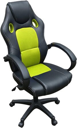 Офісне крісло Panana, настільне крісло з поліуретанової шкіри сітки, ігрове крісло з високою спинкою, поворотні комп'ютерні крісла з регулюванням висоти (чорнийзелений)