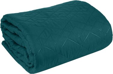 Ковдра Eurofirany, покривало, стьобане покривало, покривало для ліжка, покривало для дивана, універсальне ковдру, класичне, стьобане, з малюнком (Бірюзовий 2, 170 х 210 см)