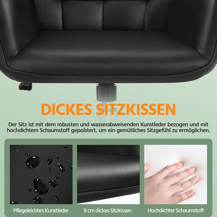 Крісло офісне Yaheetech ергономічне, з регулюванням висоти, з підлокітниками, на коліщатках, до 136 кг, біле (чорне)