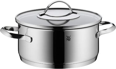 Набір каструль WMF Aparto 5-ти частинний з кришкою з термостійкого скла, Cromargan нержавіюча сталь, індукційне дно, підходить для всіх типів плит, без антипригарного покриття, безпечний для миття в посудомийній машині