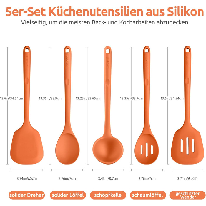 Набір кухонних аксесуарів U-Taste з силікону (5 шт.), стійкий до 315°C, BPA-free, для приготування, перемішування, обсмажування
