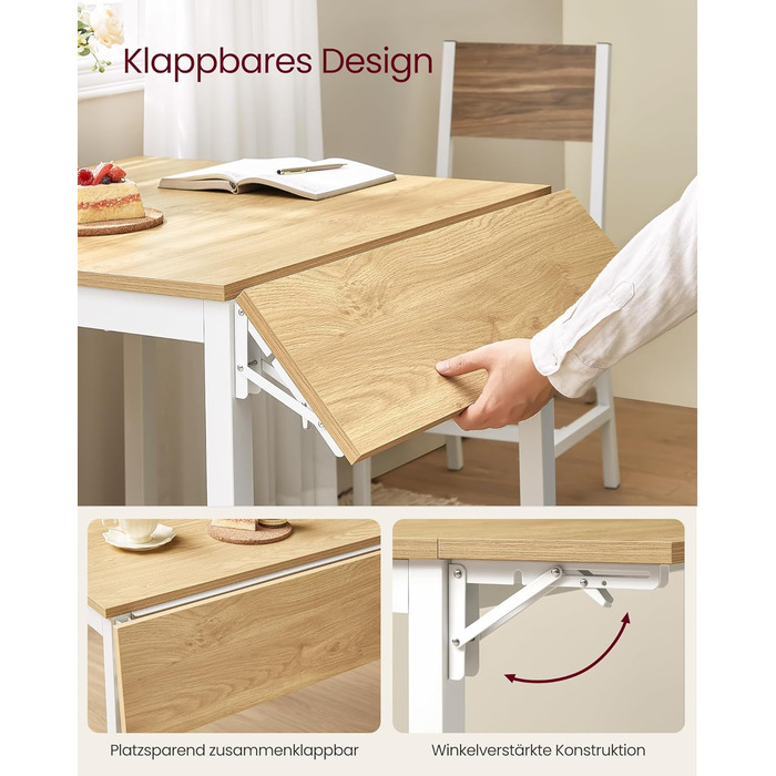 Стол кухонний розкладний VASAGLE для 2-4 осіб, чорний, KDT077B03