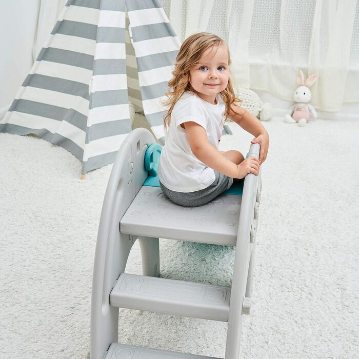 Дитяча гірка Baby Vivo для дому та саду, пластикова, з елементом слона, кавово-коричневого кольору