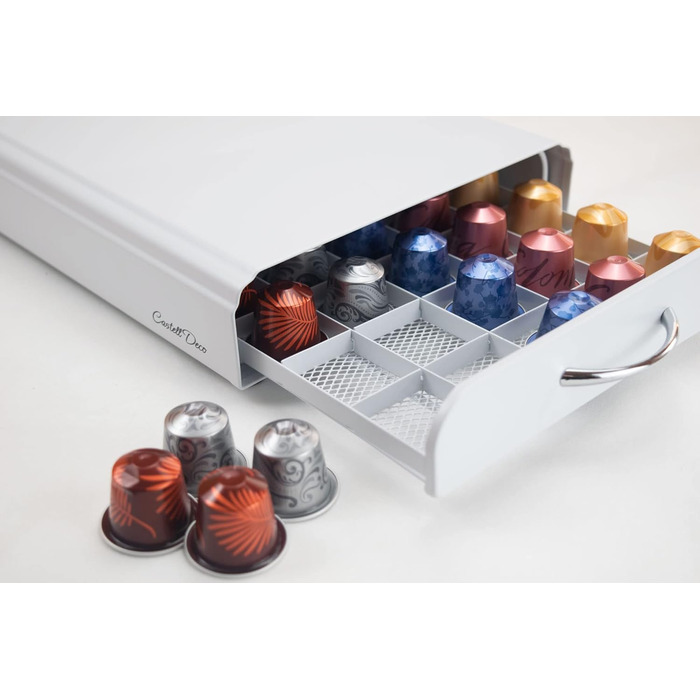 Організатор для капсул Nespresso, ящик, метал, 50 капсул, для зберігання капсул кави (білий) Blanco