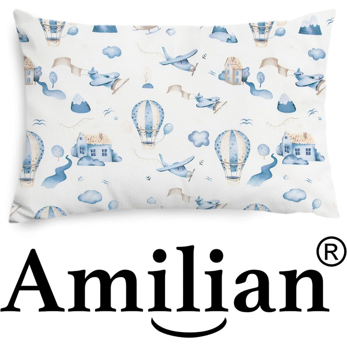 Декоративна подушка Amilian 80x80 з наповнювачем і чохлом (60x40 см, повітряні кульки-літачки)