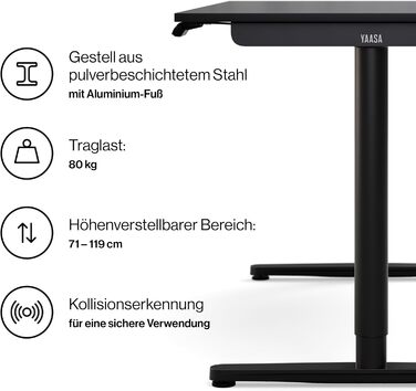 Дитяча парта Yaasa Desk Basic S, 120x70 см, вкл. ключовий замок, USB-порт для зарядки, парта, що росте разом з дитиною (антрацит, 140x80 см)