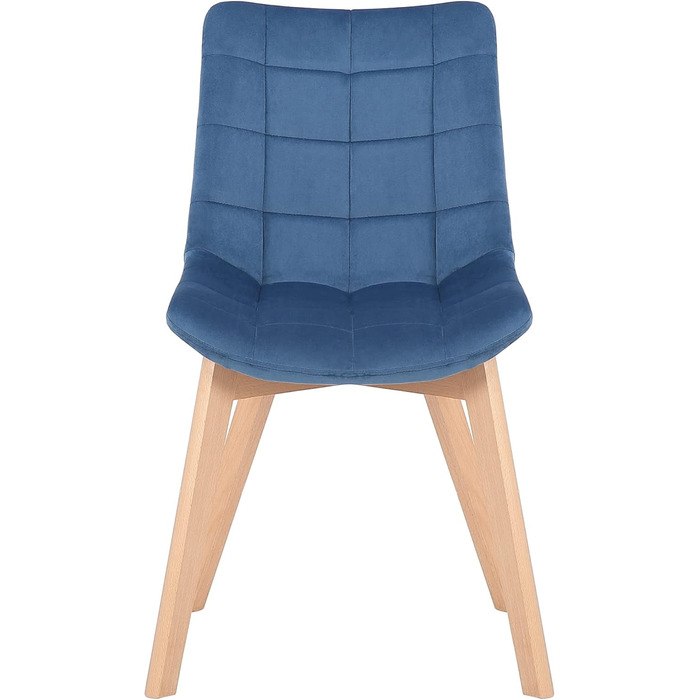 Набір з 2-х обідніх стільців Passaic, велюр, ергономічна м'яка подушка, захист для підлоги, до 150 кг, блакитний колір