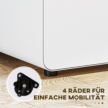 Мобільний ролконтейнер з 3 висувними ящиками, замикається на ключ, офісний шафчик з відсіком для висвітних папок, органайзер для ручок, офісний контейнер під стіл, підставка для документів, білий, 39x48x59 см