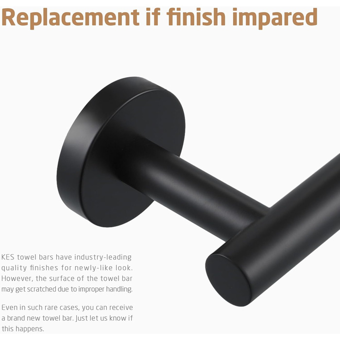 Тримач для рушників KES, стійка для рушників, багетна стійка, багетний тримач, нержавіюча сталь SUS304, настінний, 70 см, чорний