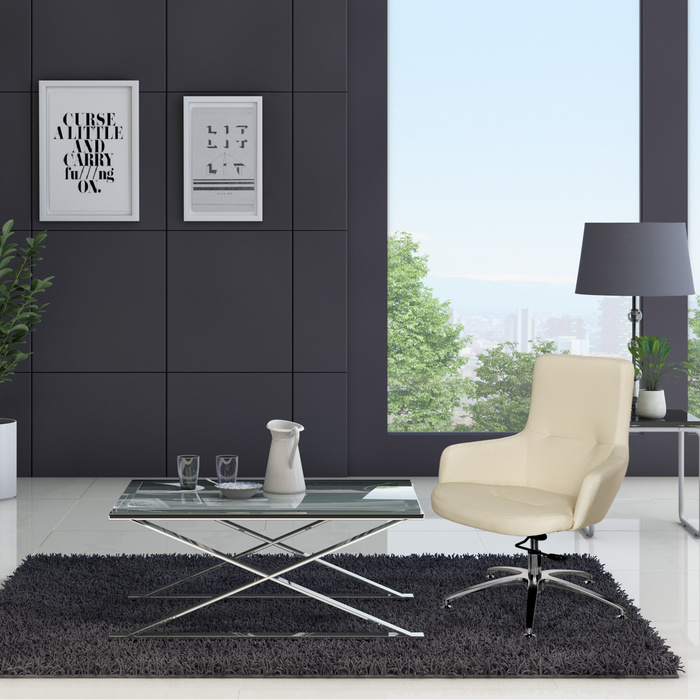 Крісло для відпочинку SHAKE 300, штучна шкіра, кремовий колір, hjh OFFICE