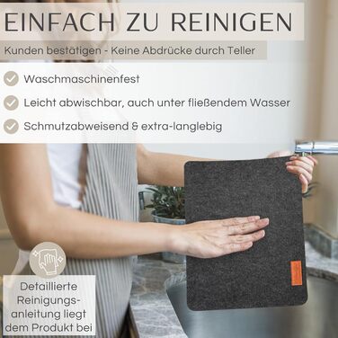 MAHEWA® Преміум-комплект з 6 фетрових серветок для столу (6 шт.) - антиковзаючі, миючі, для посуду