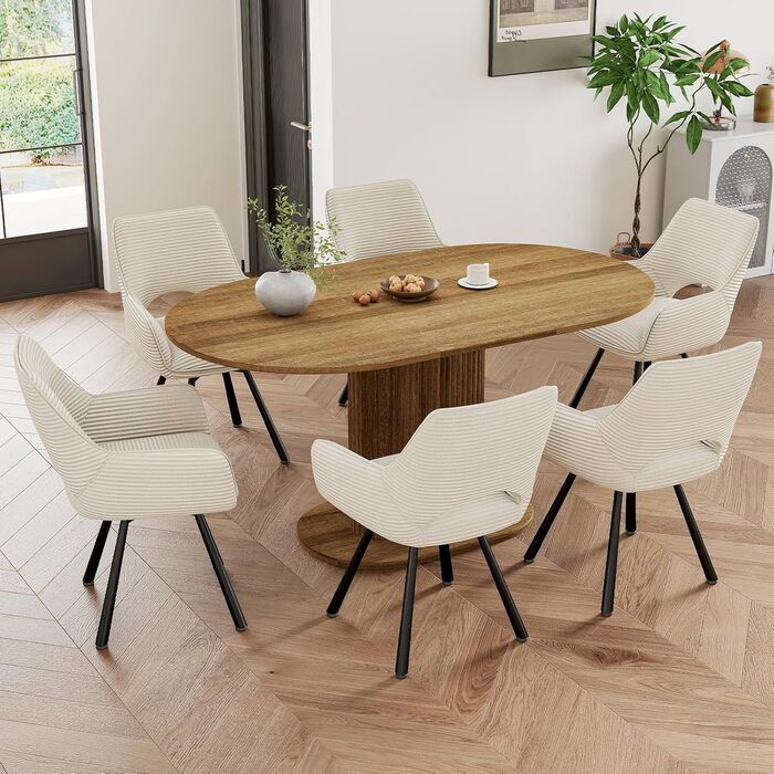 Овальний обідній стіл WAFTING Modern, для 4-6 осіб, 160x90x75 см, з імітацією горіха