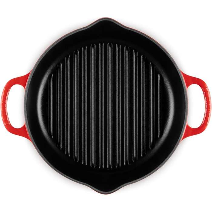 LE CREUSET Signature Сковорода гриль кругла висока з чавуну, 25 см, Червоний (Ofenrot), для всіх типів плит та духовок