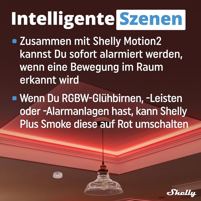 Датчик диму Shelly Plus Smoke - бездротовий, з фотоелектричним сенсором, EN 14604, 5 років роботи від батареї, LED-індикація, сумісність з Alexa та Google Assistant, без хабу