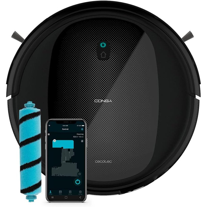 Пылесос робот Cecotec Conga Perfect & Clean Connected Titanium, 2100 Pa, 160 хв, 10 режимів, Jalisco Brush, Чорний
