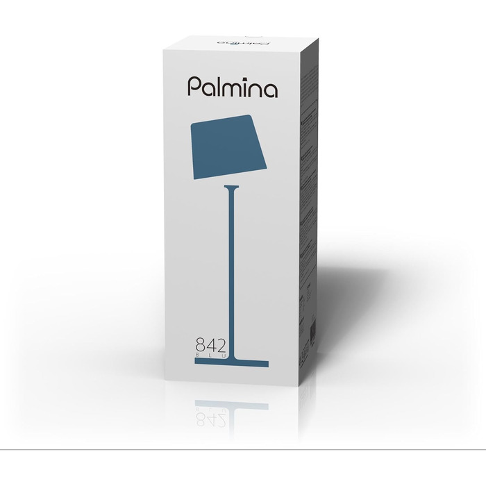 LED настільна лампа Palmina 842 з диммуванням, акумулятор 4400mAh, IP54, для дому та саду, блакитна