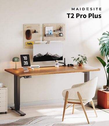 Електричний стіл MAIDeSITe T2 Pro Plus (Чорний) з регулюванням висоти, 2 мотори, 4 пам'яті, нагадування про зміну положення