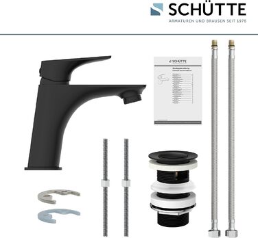 Змішувач для ванної кімнати Schütte Boston, однозахватний, чорний, з набором для зливу | Waschbeckenarmatur