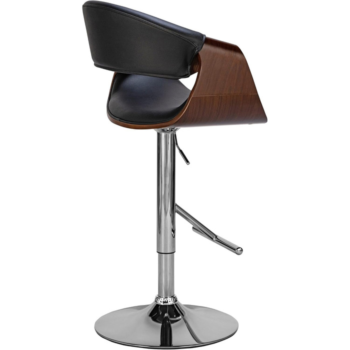 Барний стілець CLP Foley з штучної шкіри, з підлокотниками та спинкою, регульована висота, дерево, штучна шкіра, горіх/чорний
