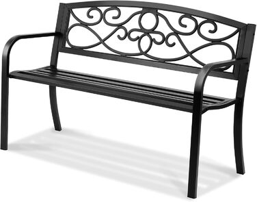 Металева лавка для саду та тераси VEVOR, 1163 мм, міцна лавка на 3 особи з підлокітниками та спинкою, вінтажний дизайн, 218 кг, 52,7 x 127 x 81,8 см
