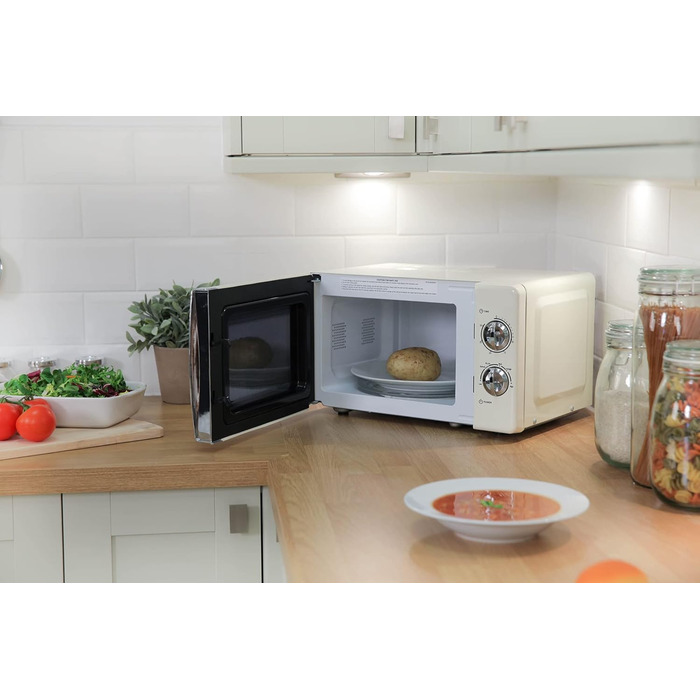 Мікрохвильова піч Russell Hobbs RHMM701C Solo, 17 л, 700 Вт, кремовий колір - з таймером, розморожуванням та 5 рівнями потужності