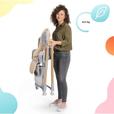 Дитячий стільчик Kinderkraft LASTREE з регульованою спинкою, столиком та підніжкою, сірий