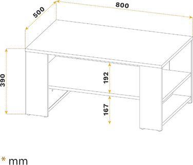 Журнальний столик RICOO з місцем для зберігання 72x50x50 см, Дуб Sonoma WM090-ES, Стіл для вітальні, Диванний столик