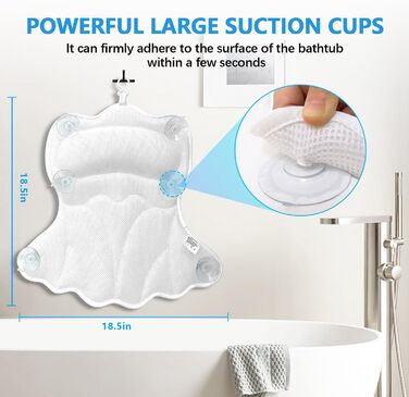 Підголовник для ванни REEZEIVI з 6 присосками (білий)