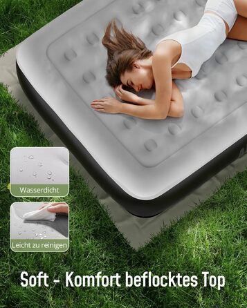 Надувне ліжко Airefina для 1 особи з вбудованим насосом, 99x190x46 см. Гостьове ліжко, компактне, з сумкою для перенесення, до 295 кг.
