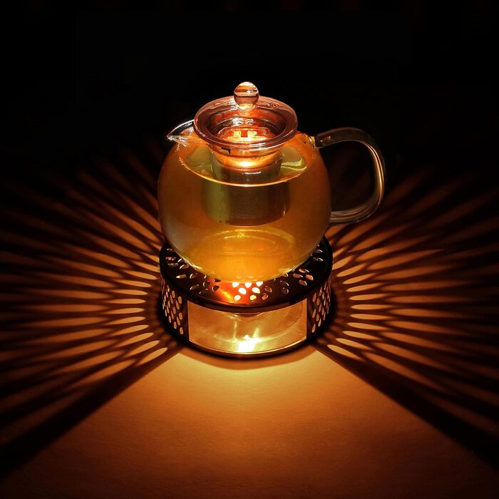 Скляний чайник Creano 1.3 л, скляний чайник із 3 предметів із вбудованим ситечком з нержавіючої сталі та скляною кришкою, ідеально підходить для приготування чаю оптом, без крапель, все в одному (нагрівач 1,3 л)