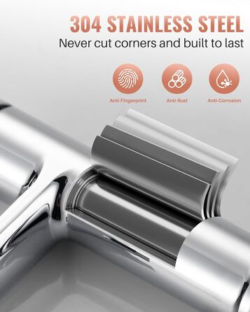 Змішувач для ванної кімнати, однорідний змішувач для раковини, хром, високий тиск, висота виливу 104 мм