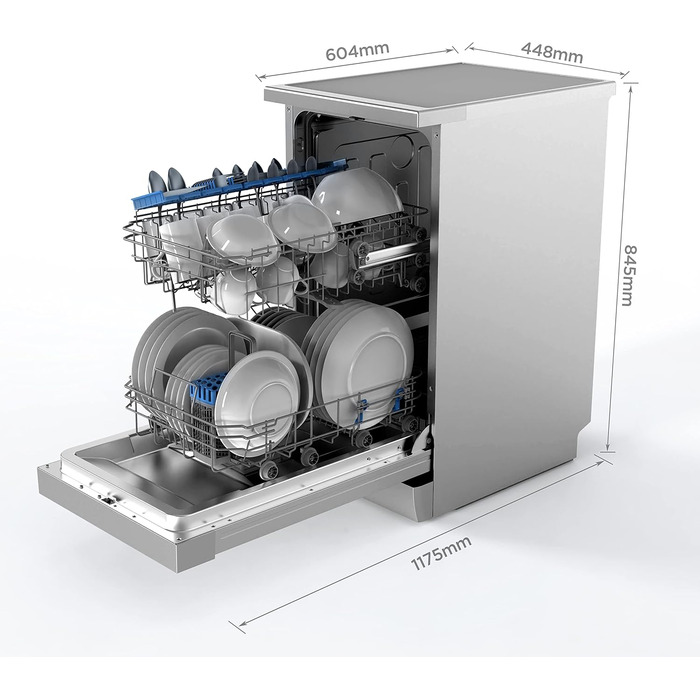 Посудомийна машина Midea SF 3.45N PRO: 9 комплектів, Inox, Wi-Fi, 47 dB, 45 см, енергоклас E