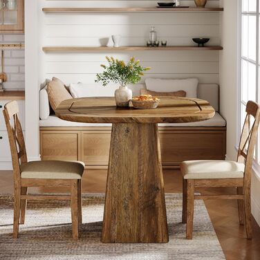 Столовий стіл Tribesigns на 4 особи, 80 см, квадратний, в стилі рустік для кухні, вітальні, їдальні (колір коричневий)